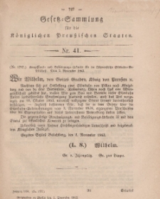 Gesetz-Sammlung für die Königlichen Preussischen Staaten, 1. Dezember, 1863, nr. 41.