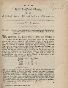 Gesetz-Sammlung für die Königlichen Preussischen Staaten, 14. Januar, 1865, nr. 1.