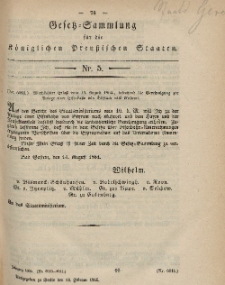 Gesetz-Sammlung für die Königlichen Preussischen Staaten, 14. Februar, 1865, nr. 5.