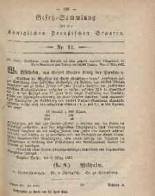 Gesetz-Sammlung für die Königlichen Preussischen Staaten, 13. April, 1865, nr. 11.