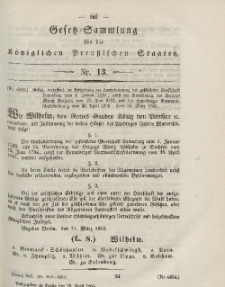Gesetz-Sammlung für die Königlichen Preussischen Staaten, 25. April, 1865, nr. 13.