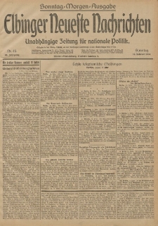 Elbinger Neueste Nachrichten, Nr. 45 Sonntag 15 Februar 1914 66. Jahrgang