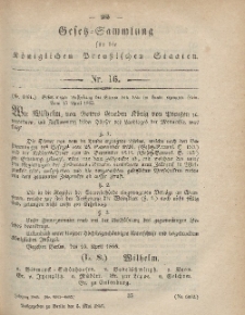 Gesetz-Sammlung für die Königlichen Preussischen Staaten, 5. Mai, 1865, nr. 16.