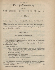Gesetz-Sammlung für die Königlichen Preussischen Staaten, 19. Juli, 1865, nr. 30.