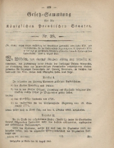 Gesetz-Sammlung für die Königlichen Preussischen Staaten, 25. August, 1865, nr. 38.