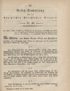 Gesetz-Sammlung für die Königlichen Preussischen Staaten, 16. Oktober, 1865, nr. 48.