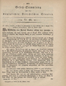 Gesetz-Sammlung für die Königlichen Preussischen Staaten, 31. Oktober, 1865, nr. 49.