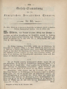Gesetz-Sammlung für die Königlichen Preussischen Staaten, 16. November, 1865, nr. 51.