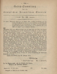 Gesetz-Sammlung für die Königlichen Preussischen Staaten, 14. Dezember, 1865, nr. 55.