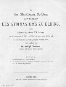 Zu der öffentlichen Prüfung der Schüler des Gymnasium zu Elbing...