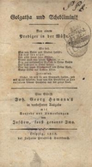 Golgatha und Scheblimini! Von einem Prediger in der Wüste