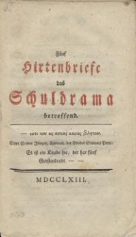 Fünf Hirtenbriefe das Schuldrama betreffend