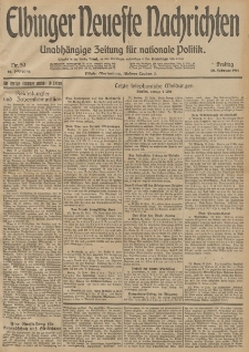 Elbinger Neueste Nachrichten, Nr. 50 Freitag 20 Februar 1914 66. Jahrgang