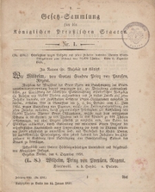 Gesetz-Sammlung für die Königlichen Preussischen Staaten, 14. Januar, 1859, nr. 1.