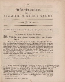 Gesetz-Sammlung für die Königlichen Preussischen Staaten, 9. April, 1859, nr. 9.