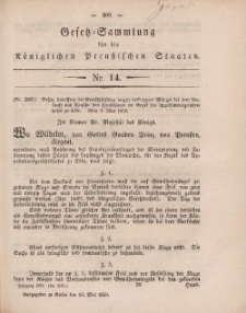 Gesetz-Sammlung für die Königlichen Preussischen Staaten, 19. Mai, 1859, nr. 14.