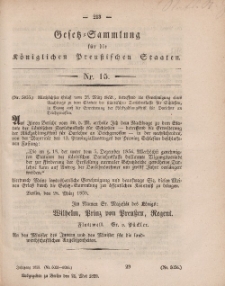 Gesetz-Sammlung für die Königlichen Preussischen Staaten, 21. Mai, 1859, nr. 15.
