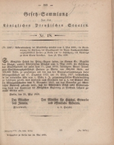 Gesetz-Sammlung für die Königlichen Preussischen Staaten, 30. Mai, 1859, nr. 18.