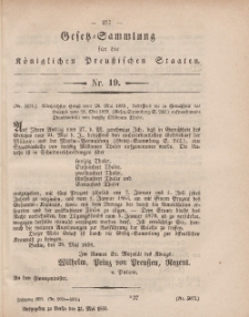 Gesetz-Sammlung für die Königlichen Preussischen Staaten, 31. Mai, 1859, nr. 19.