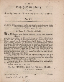 Gesetz-Sammlung für die Königlichen Preussischen Staaten, 6. Juni, 1859, nr. 21.