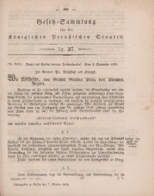 Gesetz-Sammlung für die Königlichen Preussischen Staaten, 7. Oktober, 1859, nr. 37.
