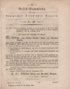 Gesetz-Sammlung für die Königlichen Preussischen Staaten, 26. Oktober, 1859, nr. 40.