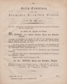 Gesetz-Sammlung für die Königlichen Preussischen Staaten, 30. Dezember, 1859, nr. 46.