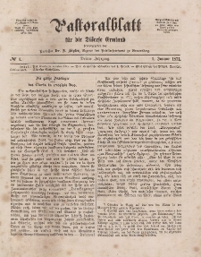 Pastoralblatt für die Diözese Ermland, 3.Jahrgang, 1. Januar 1871, Nr 1.