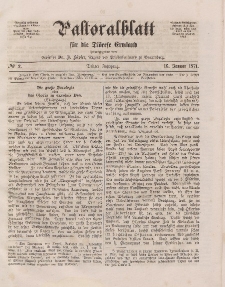 Pastoralblatt für die Diözese Ermland, 3.Jahrgang, 16. Januar 1871, Nr 2.