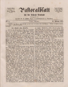 Pastoralblatt für die Diözese Ermland, 3.Jahrgang, 16. Februar 1871, Nr 4.