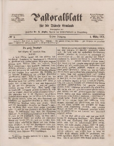Pastoralblatt für die Diözese Ermland, 3.Jahrgang, 1. März 1871, Nr 5.