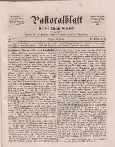 Pastoralblatt für die Diözese Ermland, 3.Jahrgang, 1. April 1871, Nr 7.