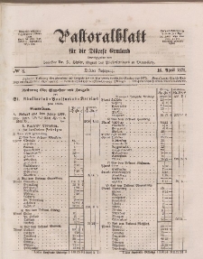 Pastoralblatt für die Diözese Ermland, 3.Jahrgang, 16. April 1871, Nr 8.