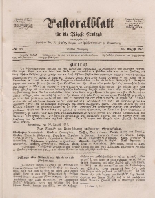 Pastoralblatt für die Diözese Ermland, 3.Jahrgang, 16. August 1871, Nr 16.