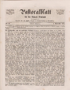 Pastoralblatt für die Diözese Ermland, 3.Jahrgang, 1. November 1871, Nr 21.