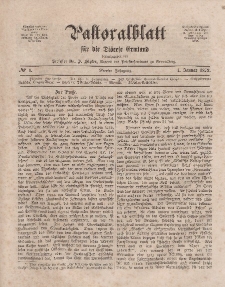 Pastoralblatt für die Diözese Ermland, 4.Jahrgang, 1. Januar 1872, Nr 1.