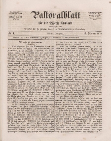Pastoralblatt für die Diözese Ermland, 4.Jahrgang, 16. Februar 1872, Nr 4.