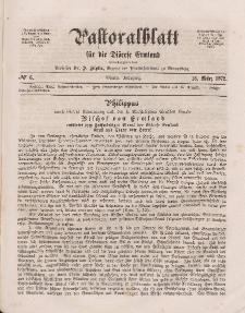 Pastoralblatt für die Diözese Ermland, 4.Jahrgang, 16. März 1872, Nr 6.