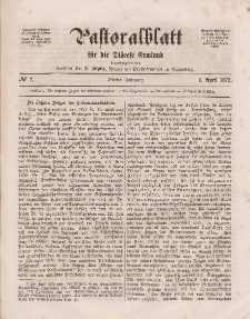 Pastoralblatt für die Diözese Ermland, 4.Jahrgang, 1. April 1872, Nr 7.