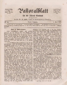 Pastoralblatt für die Diözese Ermland, 4.Jahrgang, 1. Juni 1872, Nr 11.