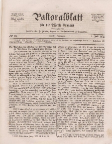 Pastoralblatt für die Diözese Ermland, 4.Jahrgang, 1. Juli 1872, Nr 13.