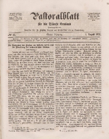 Pastoralblatt für die Diözese Ermland, 4.Jahrgang, 1. August 1872, Nr 15.