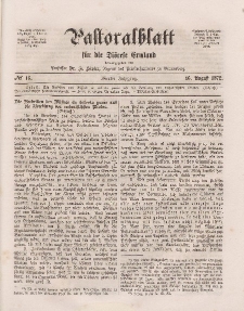 Pastoralblatt für die Diözese Ermland, 4.Jahrgang, 16. August 1872, Nr 16.