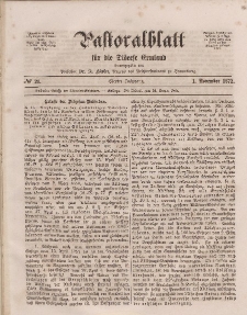 Pastoralblatt für die Diözese Ermland, 4.Jahrgang, 1. November 1872, Nr 21.