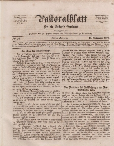 Pastoralblatt für die Diözese Ermland, 4.Jahrgang, 16. November 1872, Nr 22.