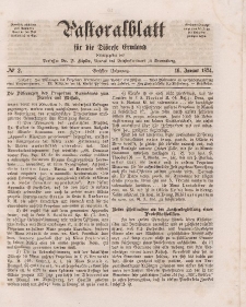 Pastoralblatt für die Diözese Ermland, 6.Jahrgang, 16. Januar 1874, Nr 2.