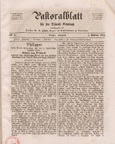 Pastoralblatt für die Diözese Ermland, 6.Jahrgang, 1. Februar 1874, Nr 3.