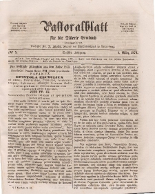 Pastoralblatt für die Diözese Ermland, 6.Jahrgang, 1. März 1874, Nr 5.