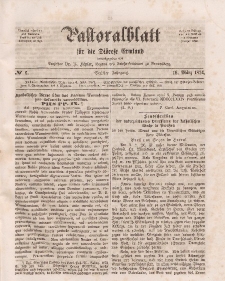 Pastoralblatt für die Diözese Ermland, 6.Jahrgang, 16. März 1874, Nr 6.
