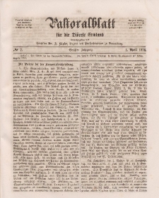 Pastoralblatt für die Diözese Ermland, 6.Jahrgang, 1. April 1874, Nr 7.